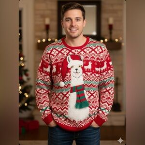 Festive Llama Christmas Sweater